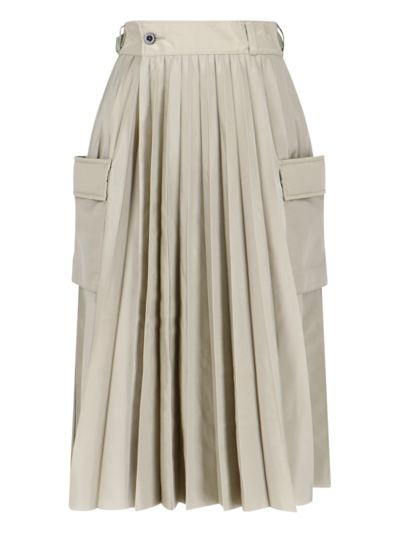 SACAI PLEATED MIDI SKIRT