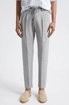 ELEVENTY DRAWSTRING WAIST WOOL, SILK & LINEN PANTS