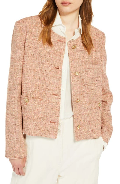 Weekend Max Mara Leda Button-front Tweed Jacket In Antique Rose