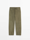 MASSIMO DUTTI SUEDE LEATHER JOGGER TROUSERS