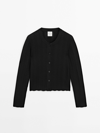 Massimo Dutti Wavy Knit Cardigan In Black