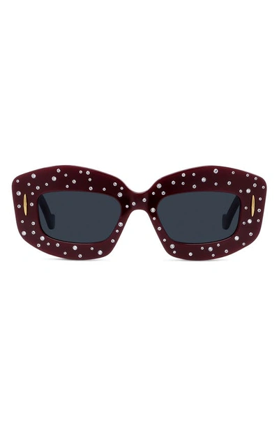 Loewe Starry Night Red Acetate Rectangle Sunglasses In Shiny Opaline Strass Smoke