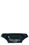 Dolce & Gabbana Rubber Logo Nylon Belt Bag In Navy Blue
