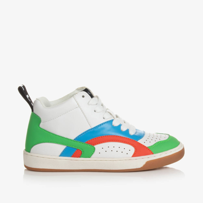 Stella Mccartney Kids Boys White Faux Leather High-top Trainers