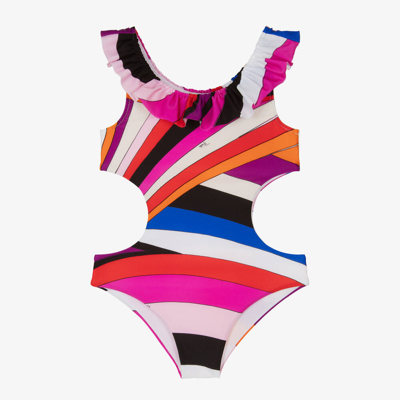 Pucci Kids'  Girls Fuchsia Pink Iride Cut-out Swimsuit