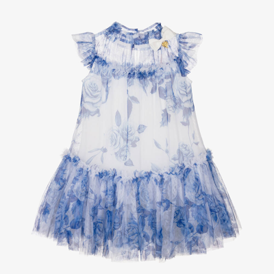 Angel's Face Kids' Girls Blue Floral Tulle Dress