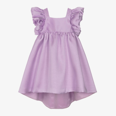 Hucklebones London Kids' Girls Purple Satin Dip Hem Dress