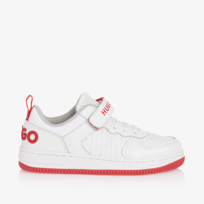 Hugo Kids' Logo-print Lace-up Sneakers In White