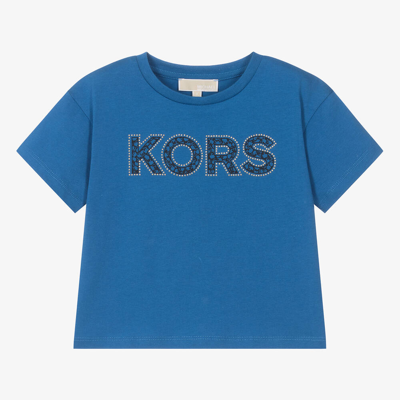 Michael Kors Teen Girls Blue Organic Cotton T-shirt