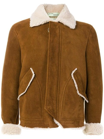Off-white Brown Shearling Harrington Jacket