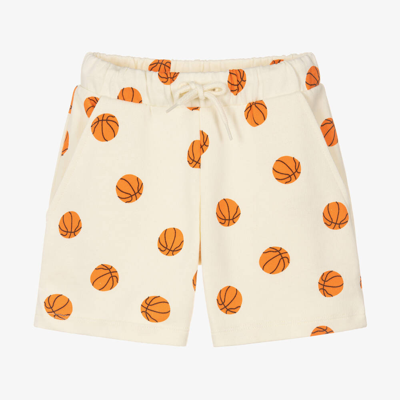 Mini Rodini Kids' Ivory Organic Cotton Basketball Shorts