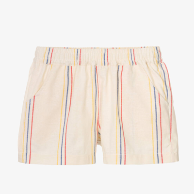 Mini Rodini Kids' Boys Ivory Striped Cotton & Linen Shorts
