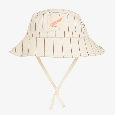 Mini Rodini Ivory Striped Cotton Sun Hat