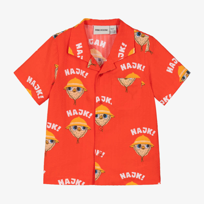 Mini Rodini Babies' Boys Red Organic Cotton Owl Shirt