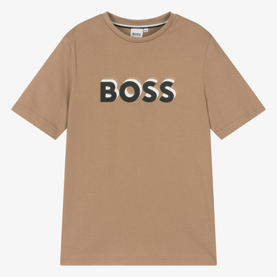 Hugo Boss Boss Teen Boys Dark Beige Cotton T-shirt