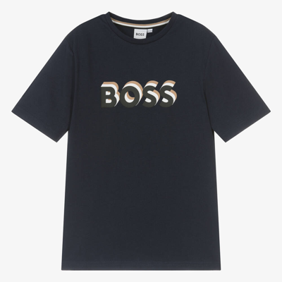 Hugo Boss Boss Teen Boys Navy Blue Cotton T-shirt