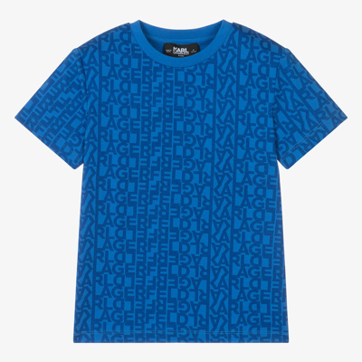 Karl Lagerfeld Kids Teen Boys Blue Cotton T-shirt