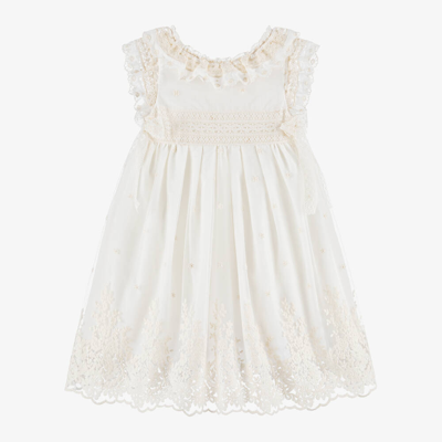 Lapin House Babies' Girls Ivory Tulle & Lace Dress