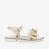 MONNALISA GIRLS GOLD BOW LEATHER SANDALS