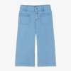 MAYORAL GIRLS BLUE COTTON WIDE-LEG TROUSERS