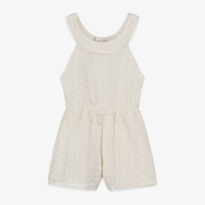 Mayoral Kids' Girls Ivory Lace Playsuit