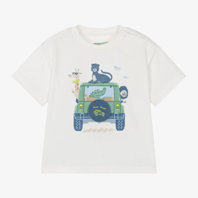 Mayoral Babies' Boys Ivory Cotton Safari Truck T-shirt