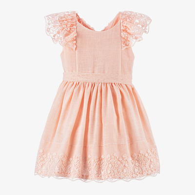 Mayoral Kids' Girls Pink Cotton & Lace Dress