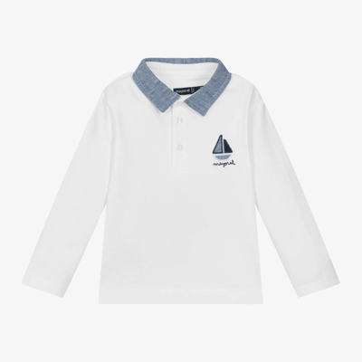 Mayoral Babies' Boys White Cotton Piqué Polo Shirt