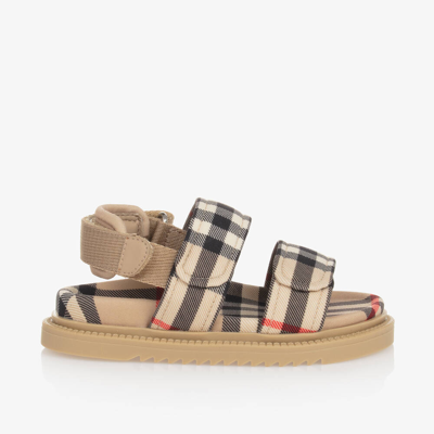 Burberry Beige Checked Sandals