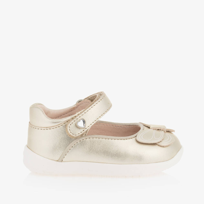 Mayoral Babies' Girls Gold Leather First Walker Shoes