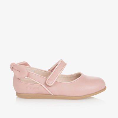 Mayoral Kids' Girls Pink Faux Leather Bow Shoes