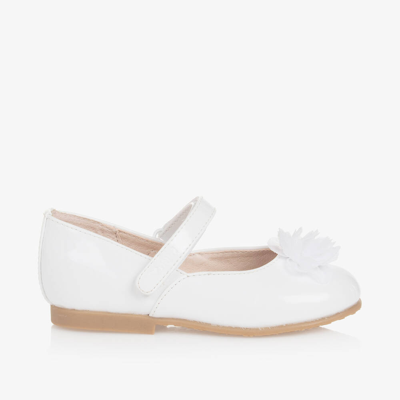 Mayoral Kids' Girls White Patent Flower Shoes