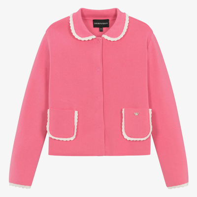 Emporio Armani Teen Girls Pink Cotton Knit Cardigan