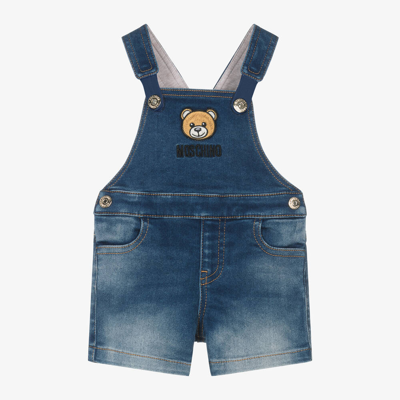 Moschino Baby Babies' Blue Denim Teddy Bear Dungarees