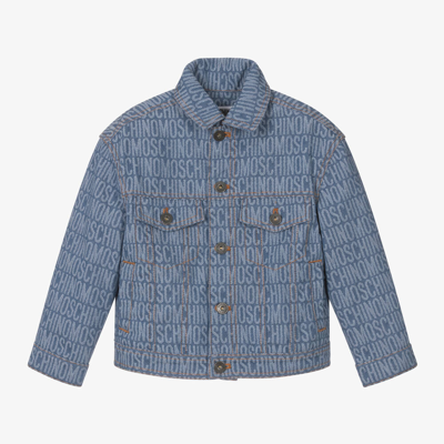 Moschino Kid-teen Blue Jacquard Denim Jacket