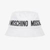 MOSCHINO KID-TEEN WHITE COTTON BUCKET HAT