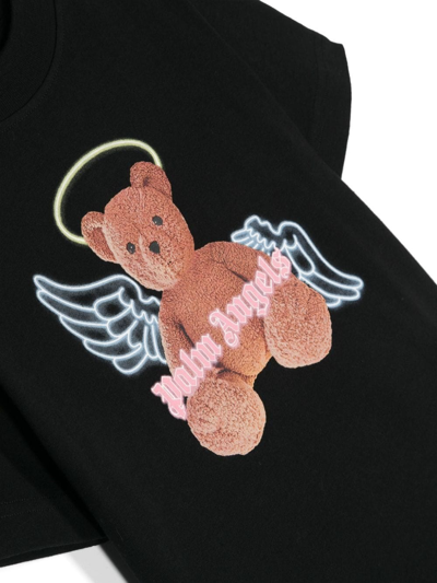 Palm Angels Kids' T-shirt Bear Angel In Black