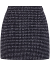 Alessandra Rich Blue Tweed Fitted Skirt In Blue