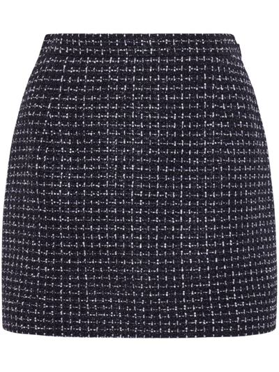 Alessandra Rich Blue Tweed Fitted Skirt