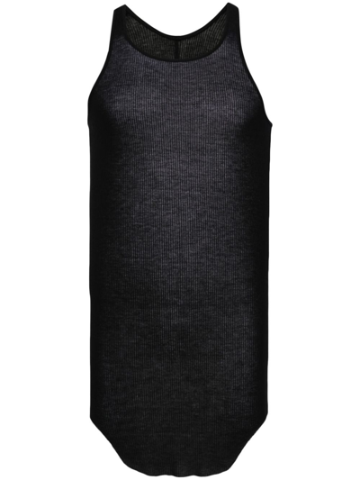 RICK OWENS BLACK RIBBED KNIT TANK TOP