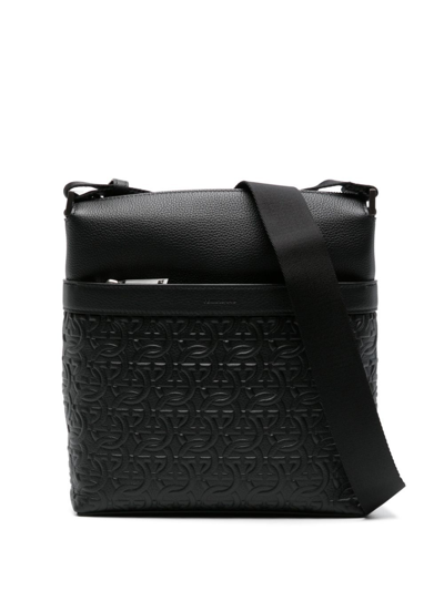 Ferragamo Man Gancini Crossbody Bag In Black