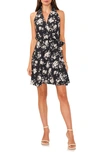 VINCE CAMUTO FLORAL WRAP FRONT SLEEVELESS DRESS