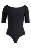 Commando Butter Turtleneck Thong Bodysuit In Black