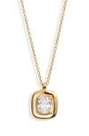 Nordstrom Demi Fine Round Cubic Zirconia Pendant Necklace In 14k Gold Plated
