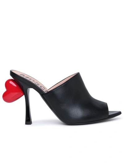 Moschino Heart Sandal. In Black