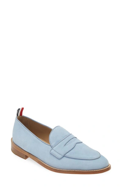 Thom Browne Penny Loafer In Light Blue