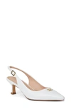 Bruno Magli Fiona Slingback Pointed Toe Pump In White Crinkled Paten