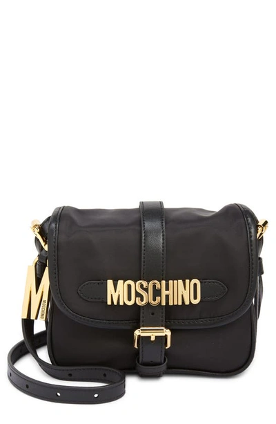 Moschino Black Lettering Logo Nylon Crossbody Bag