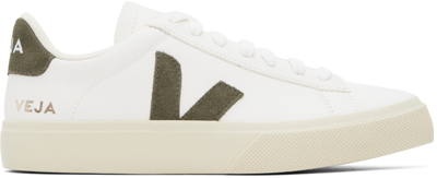 Veja White Campo Chromefree Leather Sneakers In Extra White/kaki