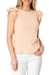 GIBSONLOOK FLUTTER SLEEVE RIB TOP